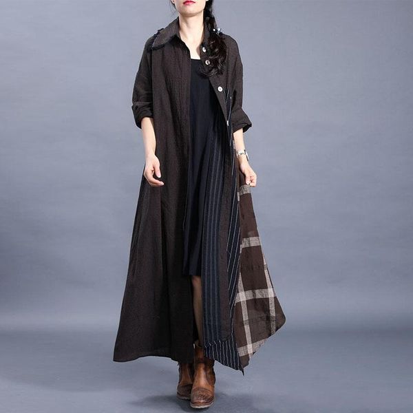 women's trench coats johnature spring comfortable plus size splicing plaid turn-down collar leisure windbreaker 2021 fashion all-match, Tan;black
women's trench coats johnature spring comfortable plus size splicing plaid turn-down collar leisure windbreaker 2021 fashion all-match, Tan;black