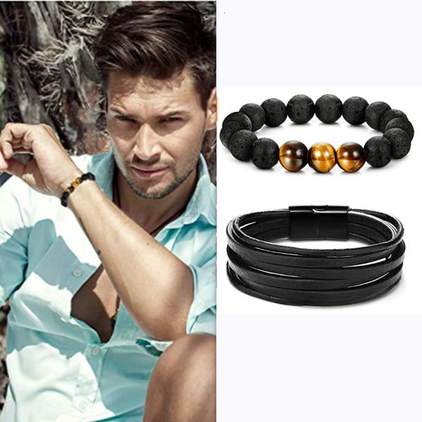 bracelet men's black leather magnetic clasp women's tiger eye fused rock bracelet set jewelry, Golden;silver
bracelet men's black leather magnetic clasp women's tiger eye fused rock bracelet set jewelry, Golden;silver