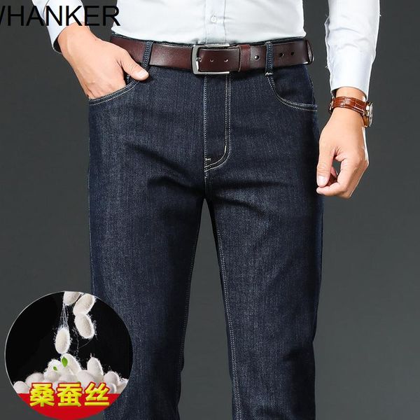 men's jeans autumn winter mulberry silk loose straight business casual pants high waist ironing middle-aged elderly dad, Blue
men's jeans autumn winter mulberry silk loose straight business casual pants high waist ironing middle-aged elderly dad, Blue