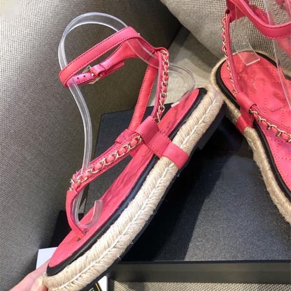 fashion design flat sandals women leather personality metal chain straw bottom casual soft sole ankle strap, Black
fashion design flat sandals women leather personality metal chain straw bottom casual soft sole ankle strap, Black