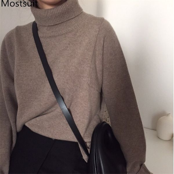 solid korean turtleneck knitted pullover sweater women spring full sleeve loose fashion simple classic female jumpers 210518, White;black
solid korean turtleneck knitted pullover sweater women spring full sleeve loose fashion simple classic female jumpers 210518, White;black