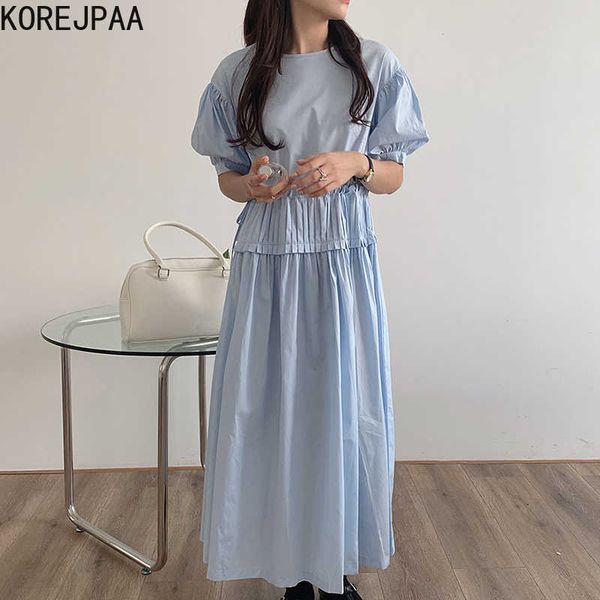 korejpaa women dress summer korean chic girls gentle sweet temperament round neck pleated drawstring puff sleeve vestidos 210526, Black;gray
korejpaa women dress summer korean chic girls gentle sweet temperament round neck pleated drawstring puff sleeve vestidos 210526, Black;gray