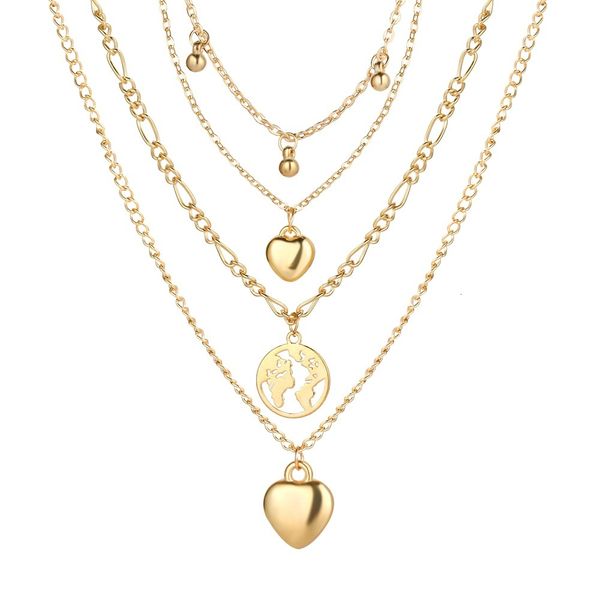 51283 multilayer clavicle chain creative personality water drop love map pendant four layer necklace, Silver
51283 multilayer clavicle chain creative personality water drop love map pendant four layer necklace, Silver