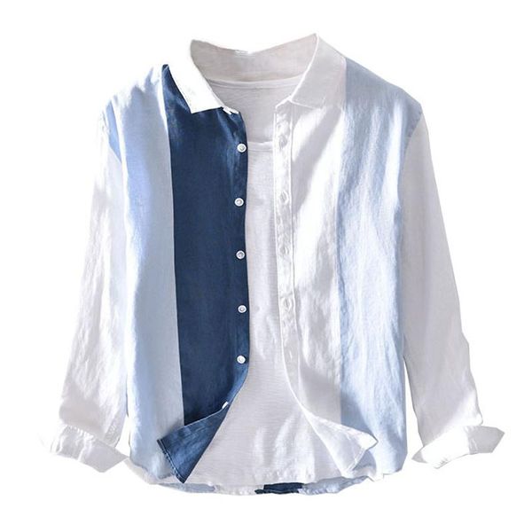 men's casual shirts vintage stripe shirt for men long sleeve blouse pure linen male breathable striped splicing retro clothes, White;black
men's casual shirts vintage stripe shirt for men long sleeve blouse pure linen male breathable striped splicing retro clothes, White;black
