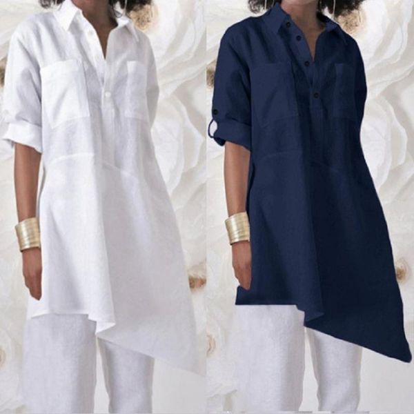 women's blouses & shirts women casual solid irregular fashion ladies loose plus size pockets button blouse female streetwear linen cott, White
women's blouses & shirts women casual solid irregular fashion ladies loose plus size pockets button blouse female streetwear linen cott, White