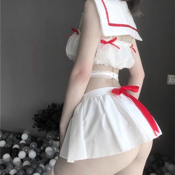 sailor moon outfit for women white chiffon cute school girl dress anime see through lingerie erotic student comfortable set, Black;white
sailor moon outfit for women white chiffon cute school girl dress anime see through lingerie erotic student comfortable set, Black;white