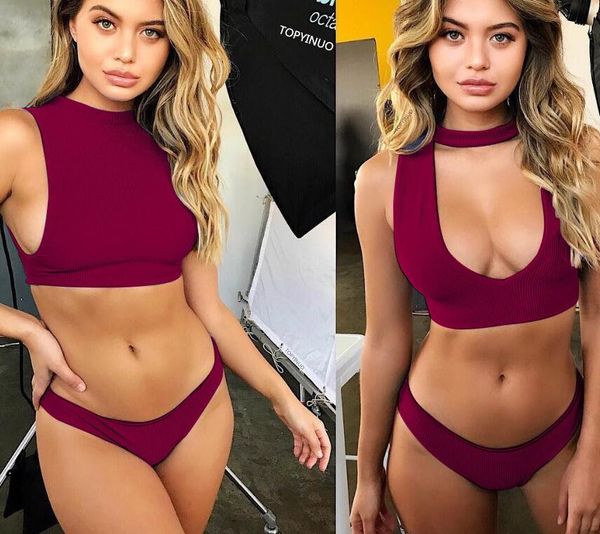women's swimwear bikini 2021 solid o-neck swimsuit women set bathing suit beach female two ways to wear bikinis mujer, White;black
women's swimwear bikini 2021 solid o-neck swimsuit women set bathing suit beach female two ways to wear bikinis mujer, White;black