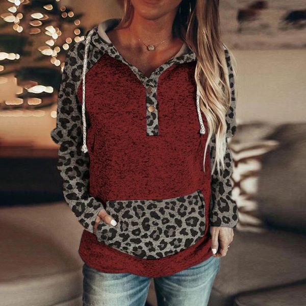 button hooded women's blouses shirt long sleeve fashion casual ladies leopard printed and female fall d30 & shirts, White
button hooded women's blouses shirt long sleeve fashion casual ladies leopard printed and female fall d30 & shirts, White