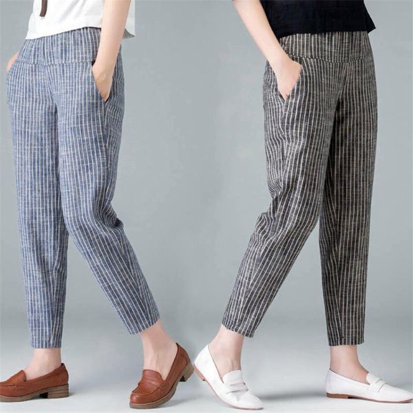 women's pants & capris gowyimmes 20 spring big size women cotton linen casual ankle-length pant striped trousers summer female harem pd, Black;white
women's pants & capris gowyimmes 20 spring big size women cotton linen casual ankle-length pant striped trousers summer female harem pd, Black;white