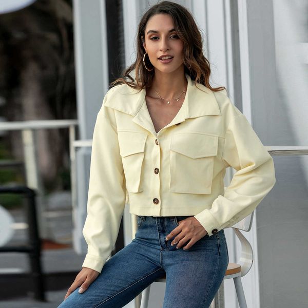 casual jacket women autumn winter lapel big pockets short retro female loose long sleeve button basic harajuku coats 210526, Black;brown
casual jacket women autumn winter lapel big pockets short retro female loose long sleeve button basic harajuku coats 210526, Black;brown