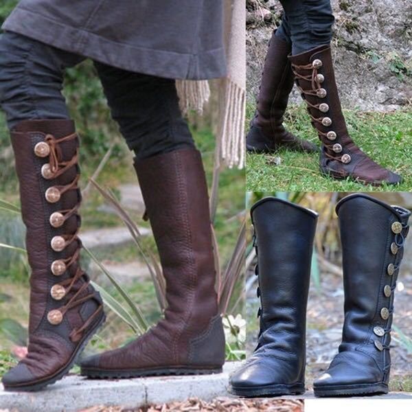 boots pu leather knee high button round toe flat shoes women side zipper heels casual party xin-1, Black
boots pu leather knee high button round toe flat shoes women side zipper heels casual party xin-1, Black