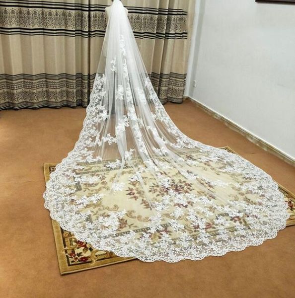 bridal veils cathedral length retro white ivory lace edge decal one layer wedding veil with comb, Black
bridal veils cathedral length retro white ivory lace edge decal one layer wedding veil with comb, Black