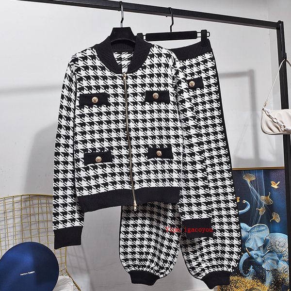 pant houndstooth wool knit cardigan jacket coats two-piece women autumn winter elasticated waist long pants fashion set tracksuit, White
pant houndstooth wool knit cardigan jacket coats two-piece women autumn winter elasticated waist long pants fashion set tracksuit, White
