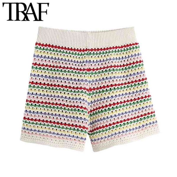 women chic fashion striped knitted shorts vintage high elastic waist female short pants mujer 210507, White;black
women chic fashion striped knitted shorts vintage high elastic waist female short pants mujer 210507, White;black