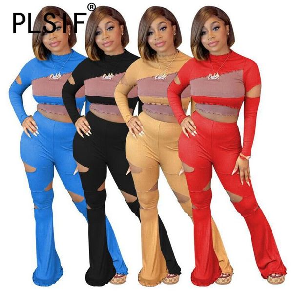 hole novelty patchwork women set o neck full sleeve 2 pieces clothes suit ladies matching women's tracksuits, Gray
hole novelty patchwork women set o neck full sleeve 2 pieces clothes suit ladies matching women's tracksuits, Gray