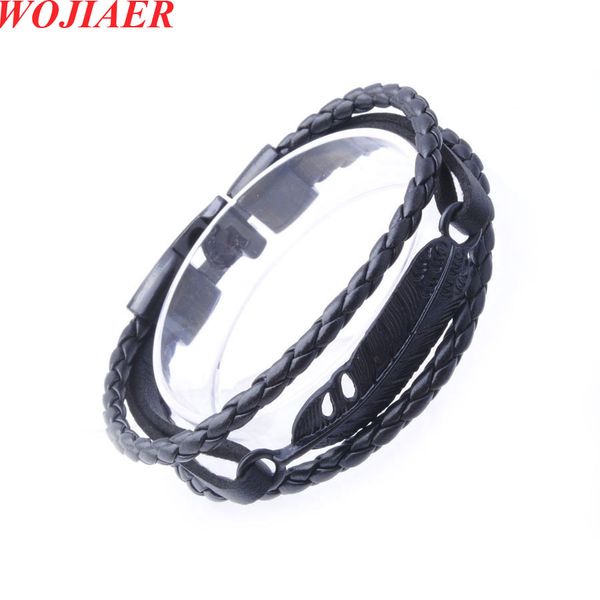 wojiaer multi-layer leather feather shape accessories men's bracelet stainless leather wrist bracelets for special present bc014, Golden;silver
wojiaer multi-layer leather feather shape accessories men's bracelet stainless leather wrist bracelets for special present bc014, Golden;silver