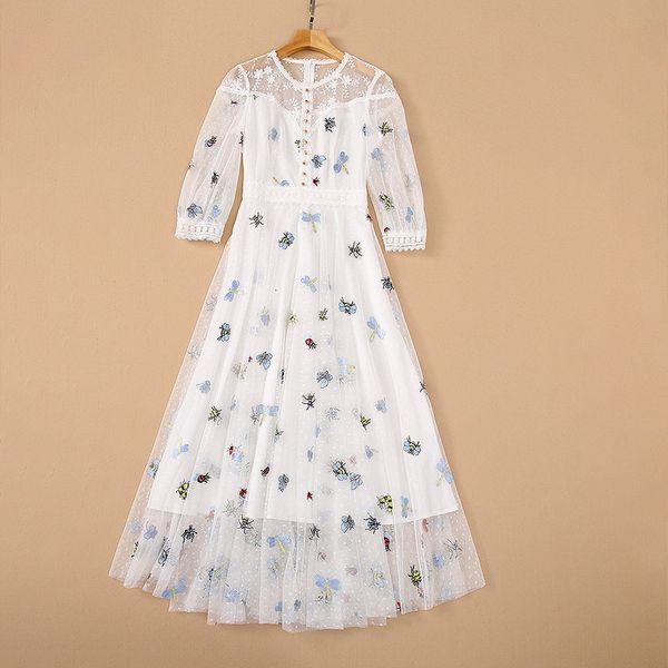 casual dresses european and american women's wear for spring 7 minutes of sleeve round collar insects embroidery fashionable mesh dress, Black;gray
casual dresses european and american women's wear for spring 7 minutes of sleeve round collar insects embroidery fashionable mesh dress, Black;gray