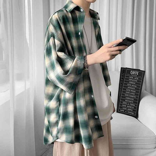 men's casual shirts summer short-sleeved fashion retro men streetwear korean loose plaid mens dress -2xl aj5l, White;black
men's casual shirts summer short-sleeved fashion retro men streetwear korean loose plaid mens dress -2xl aj5l, White;black