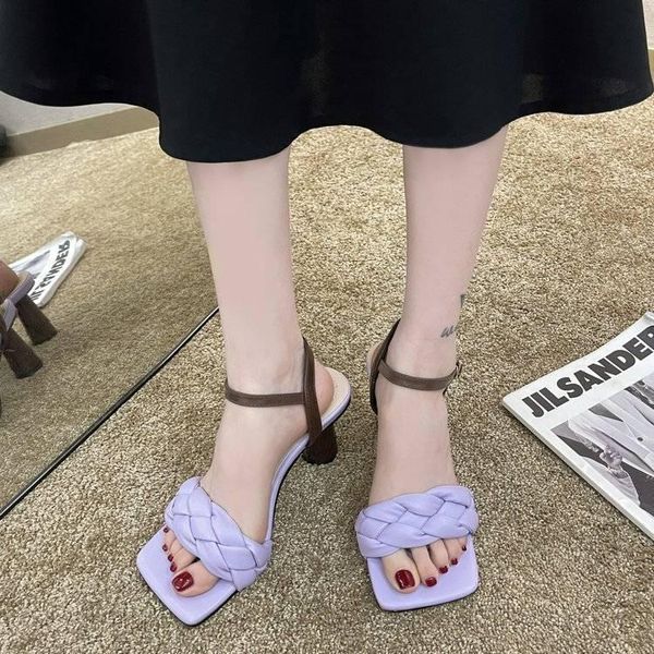 dress shoes 2021 summer women's sandals fashion square head woven material open toe high heel female stiletto, Black
dress shoes 2021 summer women's sandals fashion square head woven material open toe high heel female stiletto, Black