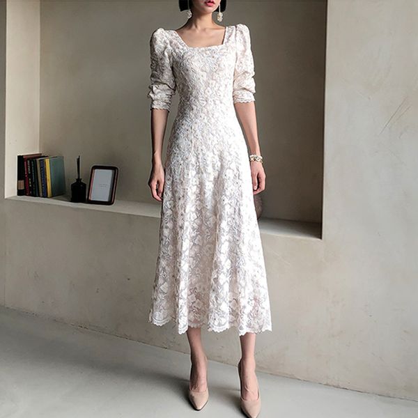 women lace embroidery dress square collar three quarter puff sleeve loose fit fashion spring summer 16f0667 210510, Black;gray
women lace embroidery dress square collar three quarter puff sleeve loose fit fashion spring summer 16f0667 210510, Black;gray
