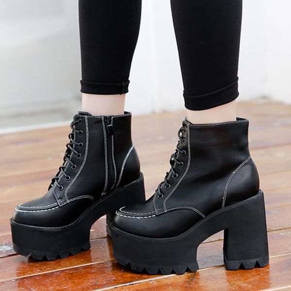 boots lapolaka 2021 female motorcycle booties square heel round toe lace-up solid high platform autumn women ankle, Black
boots lapolaka 2021 female motorcycle booties square heel round toe lace-up solid high platform autumn women ankle, Black