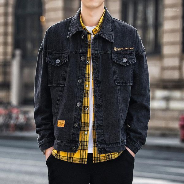 men's jackets fashion harajuku denim jacket men streetwear outerwear coat style clothing male bomber, Black;brown
men's jackets fashion harajuku denim jacket men streetwear outerwear coat style clothing male bomber, Black;brown