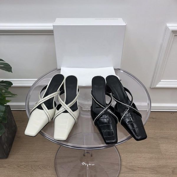 spring and summer ladies fashion high-heeled shoes square toe rhinestone belt decorative slippers, Black
spring and summer ladies fashion high-heeled shoes square toe rhinestone belt decorative slippers, Black