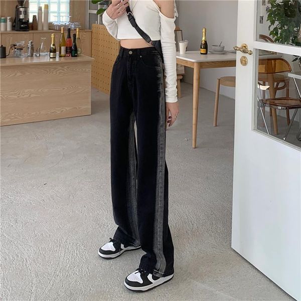 women's jeans black wide leg women spring fall 2021 vintage high waist design loose straight pants hit color street, Blue
women's jeans black wide leg women spring fall 2021 vintage high waist design loose straight pants hit color street, Blue