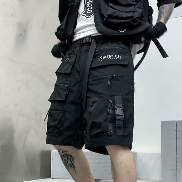 men's shorts summer hong kong wind multi-pocket buckle design fried street tide oversized work pants five minutes, White;black
men's shorts summer hong kong wind multi-pocket buckle design fried street tide oversized work pants five minutes, White;black