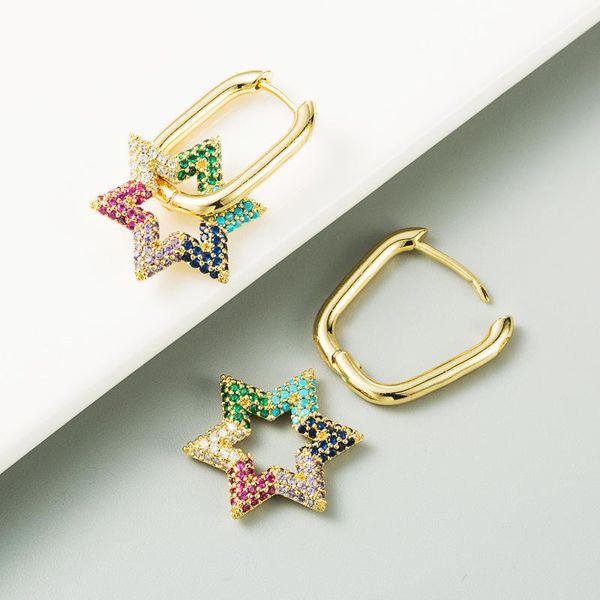 color bling six-pointed star hoop earrings for women gold-plated copper preservation craft fashion party jewelry gift & huggie, Golden;silver
color bling six-pointed star hoop earrings for women gold-plated copper preservation craft fashion party jewelry gift & huggie, Golden;silver