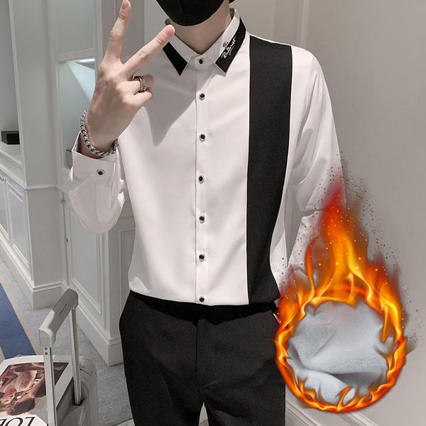men's casual shirts autumn winter for men plus velvet long sleeve shirt fashion slim fit business formal dress chemise homme, White;black
men's casual shirts autumn winter for men plus velvet long sleeve shirt fashion slim fit business formal dress chemise homme, White;black