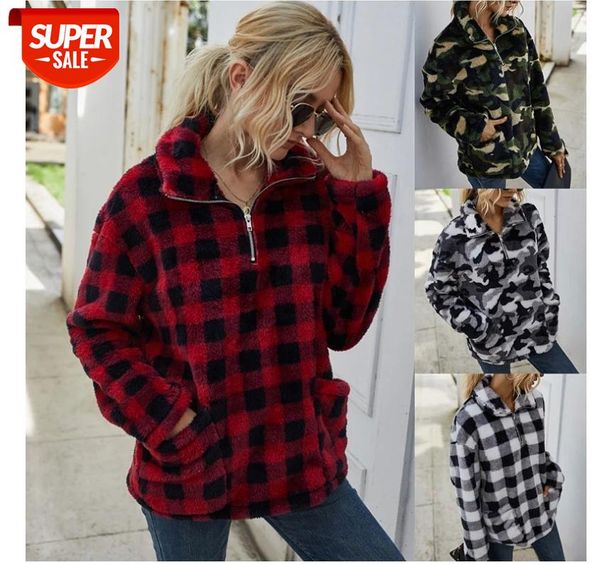 women's casual pullover fashion plush plaid camouflage zipper turndown collar long sleeve for autumn winter clothes #gk75, Black
women's casual pullover fashion plush plaid camouflage zipper turndown collar long sleeve for autumn winter clothes #gk75, Black