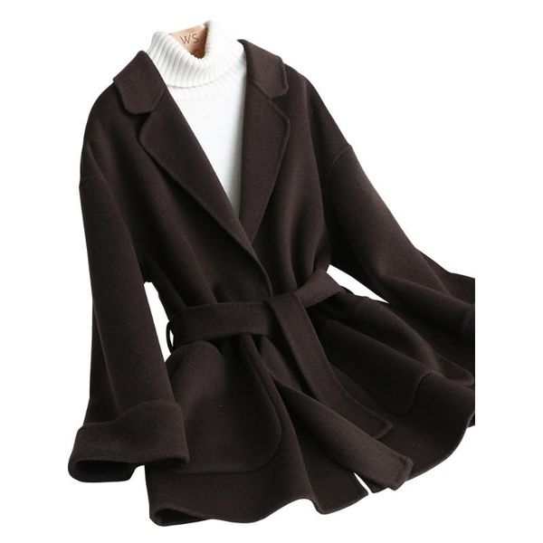 women's wool & blends fashion elegant belt with pockets coat women office lady turndown collar long sleeve loose autumn winter camel ja, Black
women's wool & blends fashion elegant belt with pockets coat women office lady turndown collar long sleeve loose autumn winter camel ja, Black