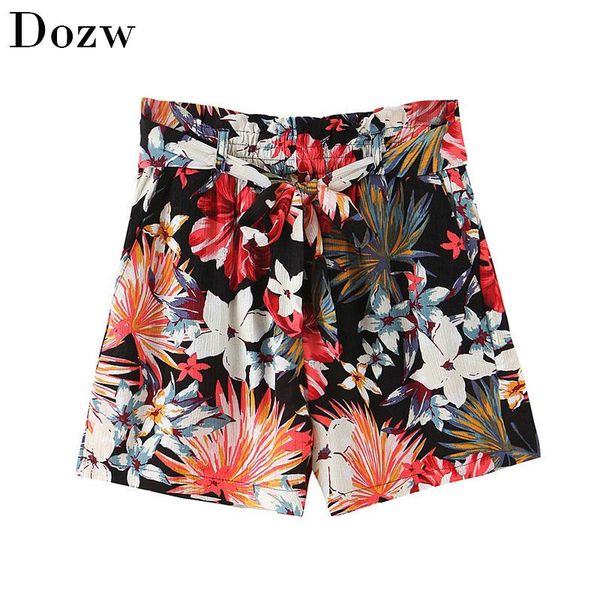 bohemian floral print shorts with belt women high waist vintage casual female 2021 fashion holiday summer bottoms women's, White;black
bohemian floral print shorts with belt women high waist vintage casual female 2021 fashion holiday summer bottoms women's, White;black