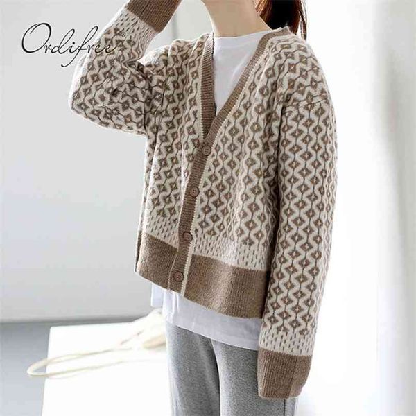 autumn winter women plaid knitted cardigan casual loose outwear coat female sweater jumpers 210513, White;black 
autumn winter women plaid knitted cardigan casual loose outwear coat female sweater jumpers 210513, White;black