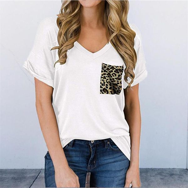 women's t-shirt v-neck women short sleeve tee 2021 summer leopard pocket t shirt casual streetwear for female 2xl, White
women's t-shirt v-neck women short sleeve tee 2021 summer leopard pocket t shirt casual streetwear for female 2xl, White