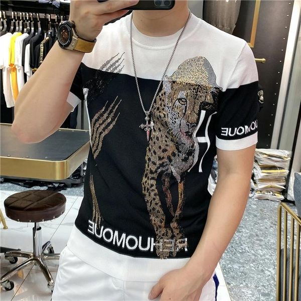 men's t-shirts spring summer luxury drilling leopard printing short sleeve original animal tide brand 100% pure cotton t shirt, White;black
men's t-shirts spring summer luxury drilling leopard printing short sleeve original animal tide brand 100% pure cotton t shirt, White;black