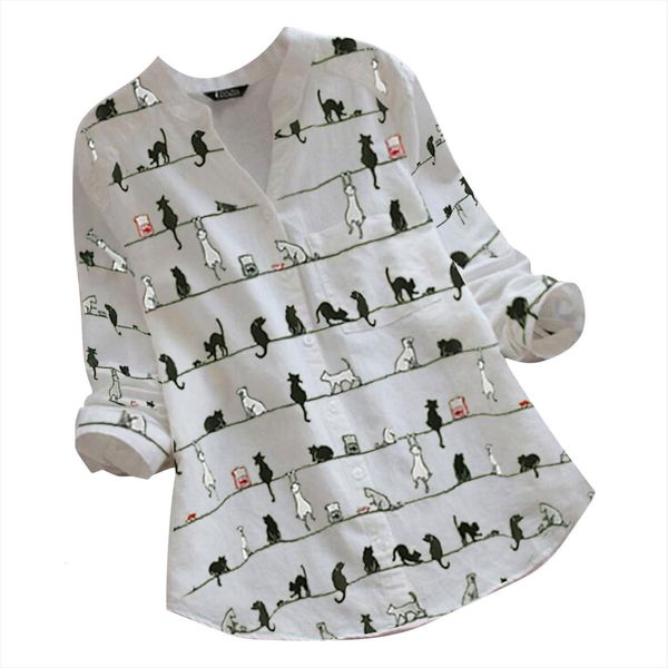 fashion casual cat print womens blouses long sleeve v neck button loose shirt korean plus size female blouse, White
fashion casual cat print womens blouses long sleeve v neck button loose shirt korean plus size female blouse, White