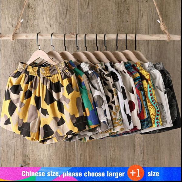 summer women short cotton linen shorts trousers plus size feminino womens elastic high wasit home loose casual print, White;black
summer women short cotton linen shorts trousers plus size feminino womens elastic high wasit home loose casual print, White;black