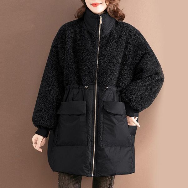 medium and long winter fashion splicing cotton padded clothes loose large size warm jacket women's down & parkas, Black
medium and long winter fashion splicing cotton padded clothes loose large size warm jacket women's down & parkas, Black