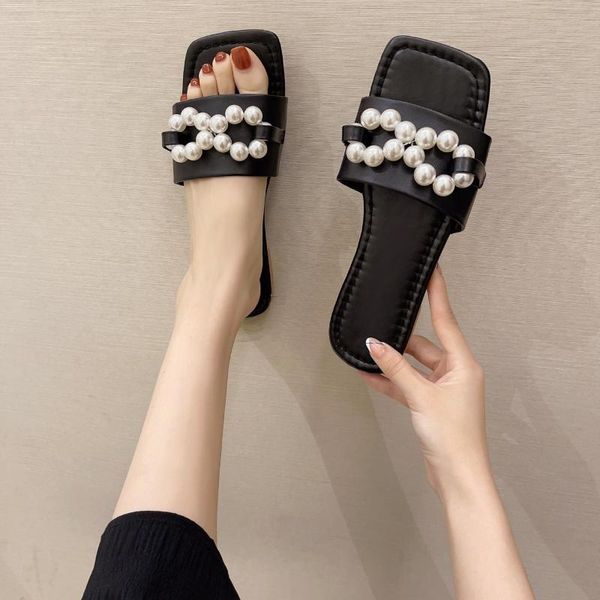 slippers 2021 fashion pearl flat women summer outdoor non slip square toe ladies sandals zapatillas casa mujer sapato, Black
slippers 2021 fashion pearl flat women summer outdoor non slip square toe ladies sandals zapatillas casa mujer sapato, Black