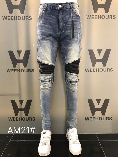 men's and women's casual hip-hop jeans currently designer luxury pants am21-20, Blue
men's and women's casual hip-hop jeans currently designer luxury pants am21-20, Blue