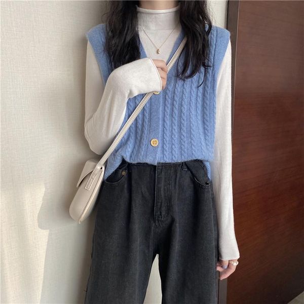 v-neck sleeveless elegant knitted twist vests for ladies fashion simple solid termperament pullovers 2021 winter pull women's knits & t, White
v-neck sleeveless elegant knitted twist vests for ladies fashion simple solid termperament pullovers 2021 winter pull women's knits & t, White