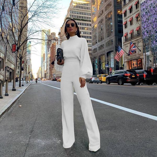 women's jumpsuits & rompers 2021 women fashion elegant office workwear casual high neck bell sleeve wide leg romper, Black;white
women's jumpsuits & rompers 2021 women fashion elegant office workwear casual high neck bell sleeve wide leg romper, Black;white