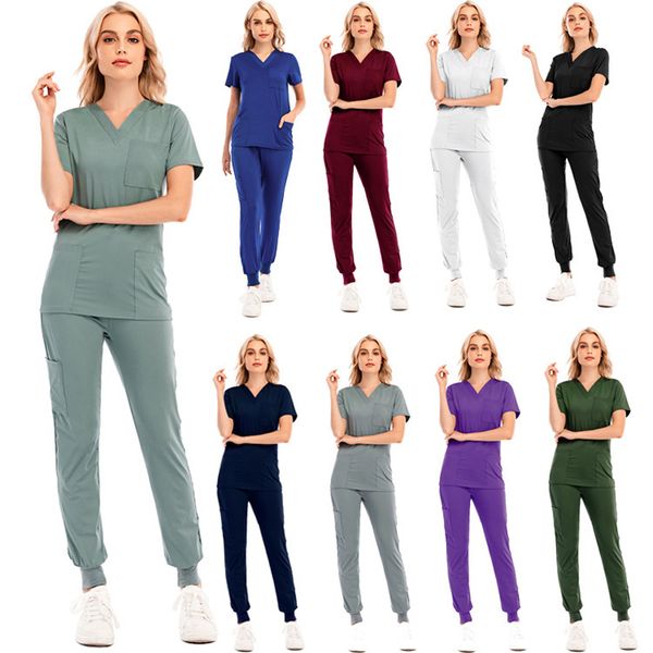 others apparel scrub uniform nurse beautician workwear scrubs set pant nursing uniforms women men doctor working suits, Black;white
others apparel scrub uniform nurse beautician workwear scrubs set pant nursing uniforms women men doctor working suits, Black;white