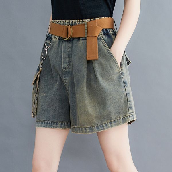 johnature summer korean patchwork pockets elastic waist denim wide leg shorts loose leisure women all-match shorts 210521, White;black
johnature summer korean patchwork pockets elastic waist denim wide leg shorts loose leisure women all-match shorts 210521, White;black