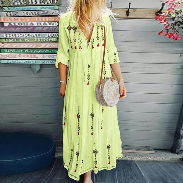 women's swimwear summer boho retro beach holiday dresses women fashion loose long sleeve maxi dress v-neck print vestidos mujer, White;black
women's swimwear summer boho retro beach holiday dresses women fashion loose long sleeve maxi dress v-neck print vestidos mujer, White;black