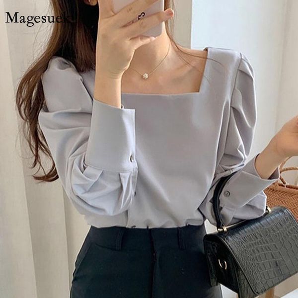 korea chic clavicle lantern long sleeve vintage square collar slim shirt blouse single-breasted solid casual women 12385 women's blouse, White
korea chic clavicle lantern long sleeve vintage square collar slim shirt blouse single-breasted solid casual women 12385 women's blouse, White