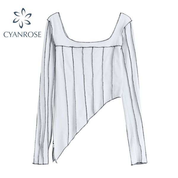 striped square collar t shirt women long sleeve elegant streetwear hem irregular split crop tees female spring ulzzang 210430, White
striped square collar t shirt women long sleeve elegant streetwear hem irregular split crop tees female spring ulzzang 210430, White