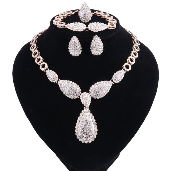 advanced accessories gold color clear austria crystals water drop pendant necklace earrings bracelet ring jewelry sets, Black
advanced accessories gold color clear austria crystals water drop pendant necklace earrings bracelet ring jewelry sets, Black